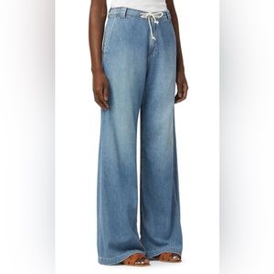 High Waist Drawstring Wide Leg Denim Jeans